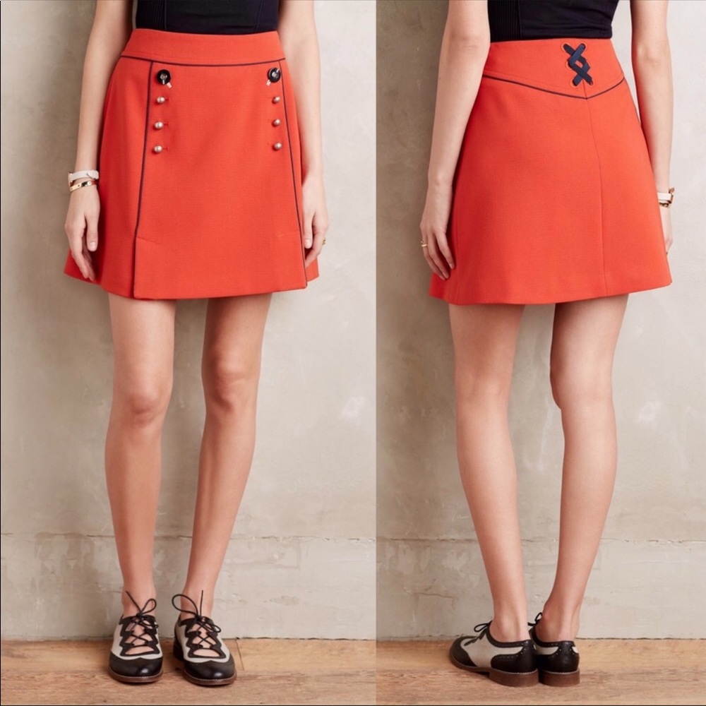 Anthropologie Leifsdottir Orange Regatta Skirt